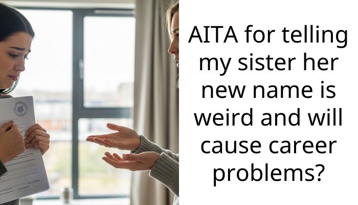 AITA for telling my sister her new name is weird and will cause career problems?