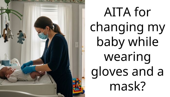 AITA for changing my baby while wearing gloves and a mask?