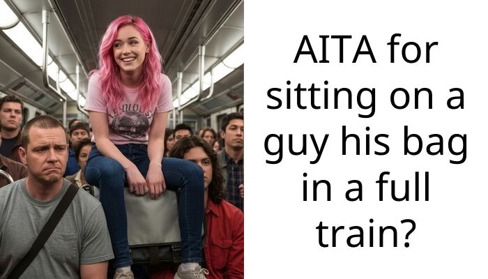 AITA for sitting on a guy his bag in a full train?