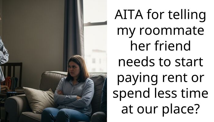 AITA for telling my roommate her friend needs to start paying rent or spend less time at our place?