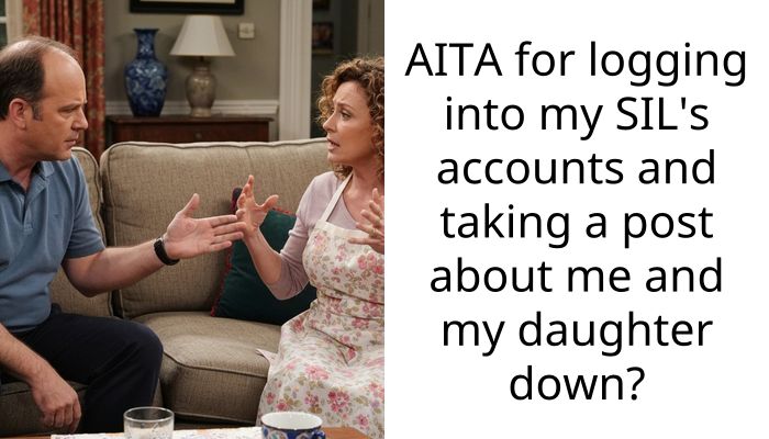 AITA for logging into my SIL’s accounts and taking a post about me and my daughter down?