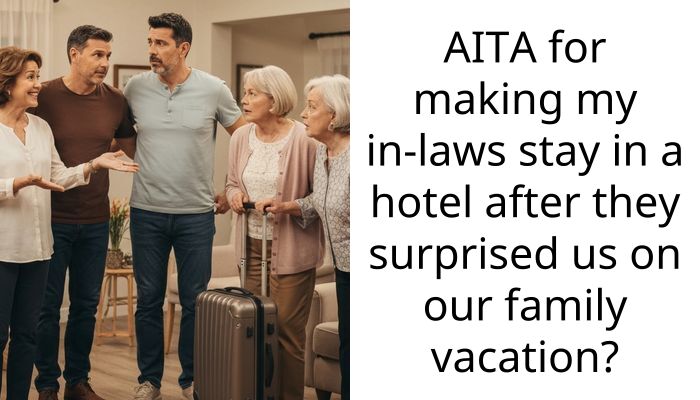 AITA for making my in-laws stay in a hotel after they surprised us on our family vacation?