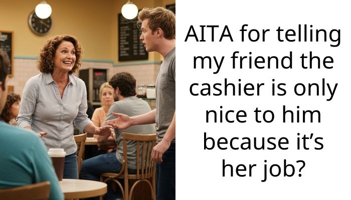 AITA for telling my friend the cashier is only nice to him because it’s her job?