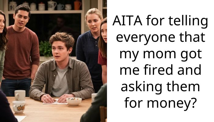 AITA for telling everyone that my mom got me fired and asking them for money?