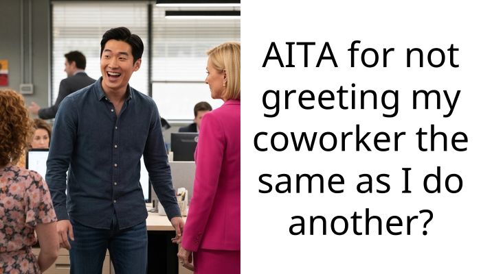 AITA for not greeting my coworker the same as I do another?