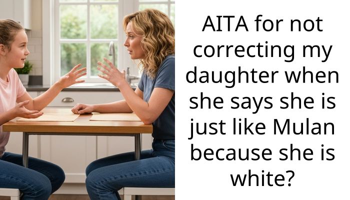 AITA for not correcting my daughter when she says she is just like Mulan because she is white?