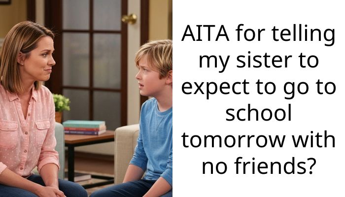 AITA for telling my sister to expect to go to school tomorrow with no friends?