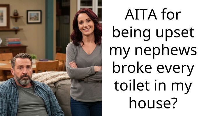 My nephews destroyed all three toilets and my husband kicked me out for being mad about it