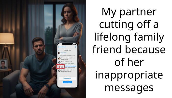 My partner cutting off a lifelong family friend because of her inappropriate messages