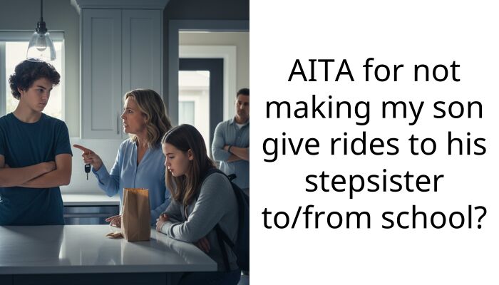 AITA for not making my son give rides to his stepsister to/from school?