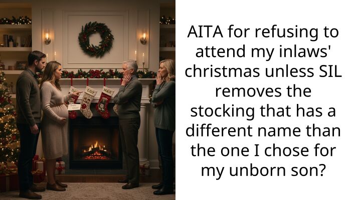 AITA for refusing to attend my inlaws’ christmas unless SIL removes the stocking that has a different name than the one I chose for my unborn son?