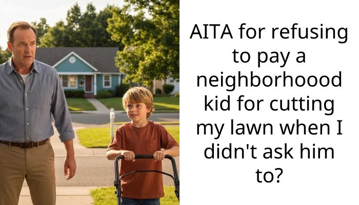 AITA for refusing to pay a neighborhoood kid for cutting my lawn when I didn’t ask him to?