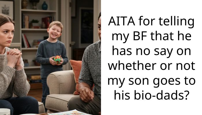 AITA for telling my BF that he has no say on whether or not my son goes to his bio-dads?