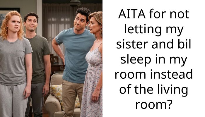 AITA for not letting my sister and bil sleep in my room instead of the living room?