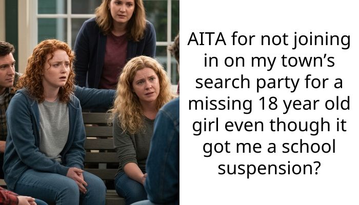 AITA for not joining in on my town’s search party for a missing 18 year old girl even though it got me a school suspension?