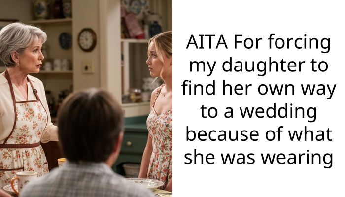 AITA For forcing my daughter to find her own way to a wedding because of what she was wearing