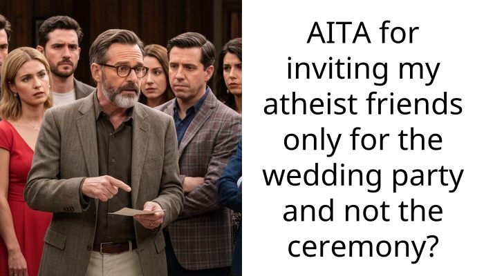 AITA for inviting my atheist friends only for the wedding party and not the ceremony?