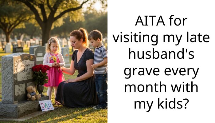 AITA for visiting my late husband’s grave every month with my kids?