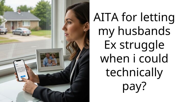 AITA for letting my husbands Ex struggle when i could technically pay?