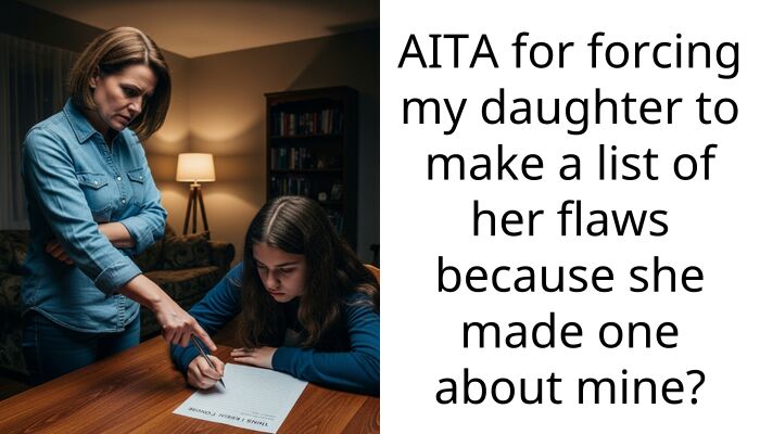 AITA for forcing my daughter to make a list of her flaws because she made one about mine?