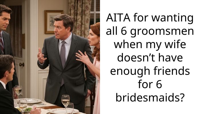 AITA for wanting all 6 groomsmen when my wife doesn’t have enough friends for 6 bridesmaids?