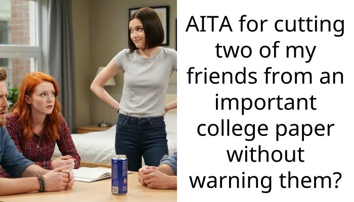 AITA for cutting two of my friends from an important college paper without warning them?