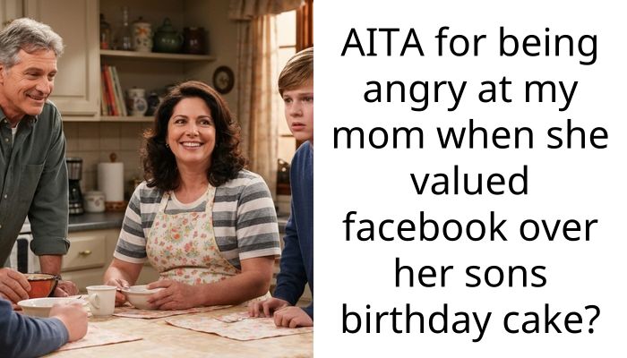 AITA for being angry at my mom when she valued facebook over her sons birthday cake?