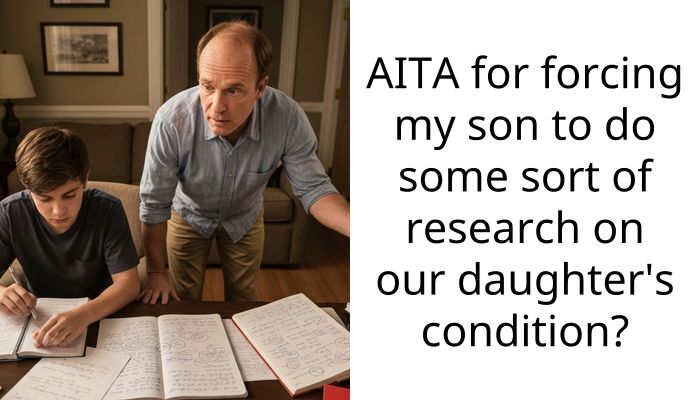AITA for forcing my son to do some sort of research on our daughter’s condition?