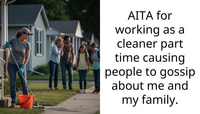 AITA for working as a cleaner part time causing people to gossip about me and my family.
