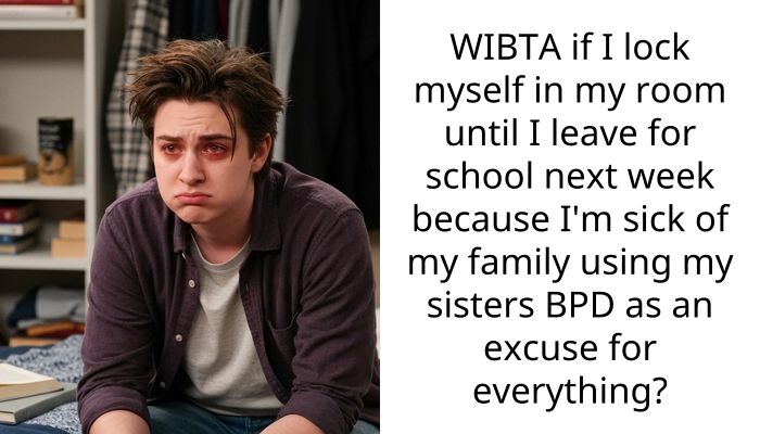 WIBTA if I lock myself in my room until I leave for school next week because I’m sick of my family using my sisters BPD as an excuse for everything?