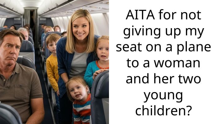 AITA for not giving up my seat on a plane to a woman and her two young children?