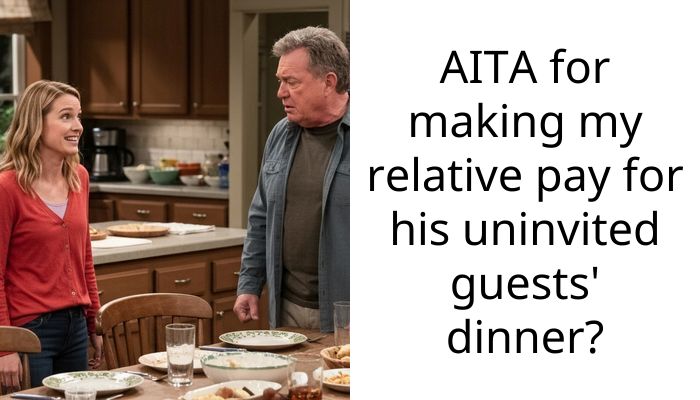 AITA for making my relative pay for his uninvited guests’ dinner?