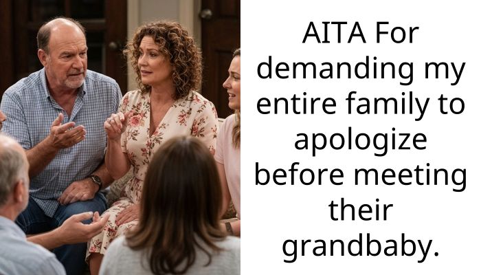AITA For demanding my entire family to apologize before meeting their grandbaby.