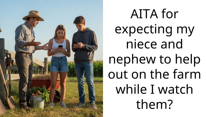 Sister-in-law is furious because I made her kids do light ch**es while staying on my farm