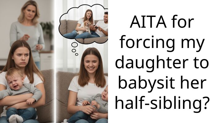 AITA for forcing my daughter to babysit her half-sibling?