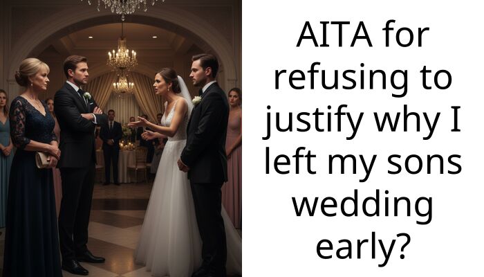AITA for refusing to justify why I left my sons wedding early?