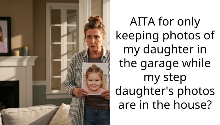AITA for only keeping photos of my daughter in the garage while my step daughter’s photos are in the house?