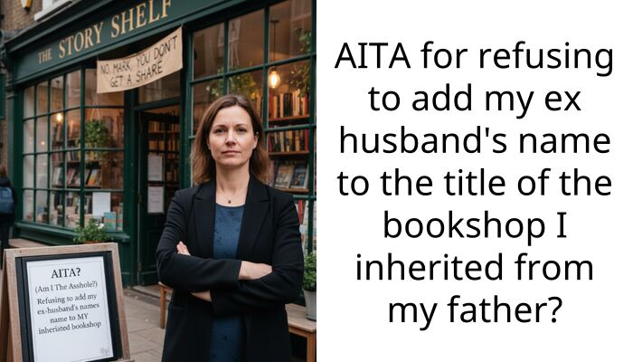 AITA for refusing to add my ex husband’s name to the t*tle of the bookshop I inherited from my father?