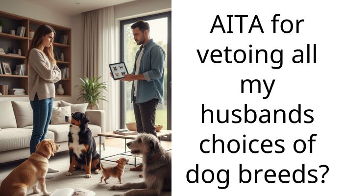 AITA for vetoing all my husbands choices of dog breeds?