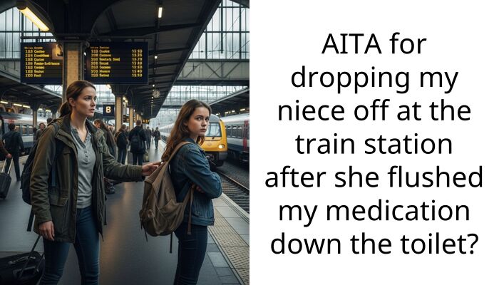 AITA for dropping my niece off at the train station after she flushed my medication down the toilet?