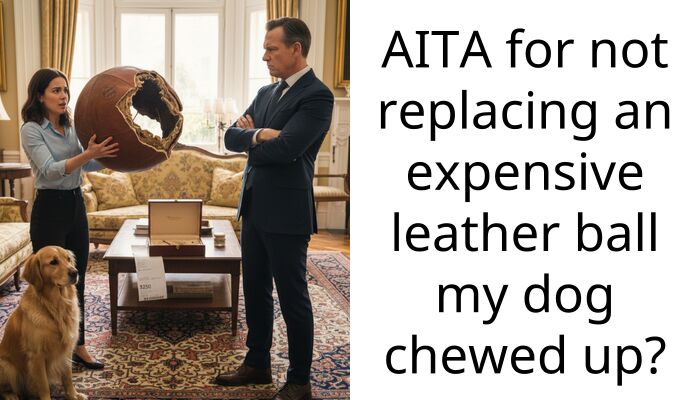 AITA for not replacing an expensive leather ball my dog chewed up?