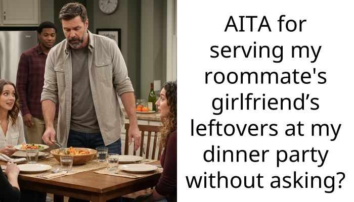 AITA for serving my roommate’s girlfriend’s leftovers at my dinner party without asking?