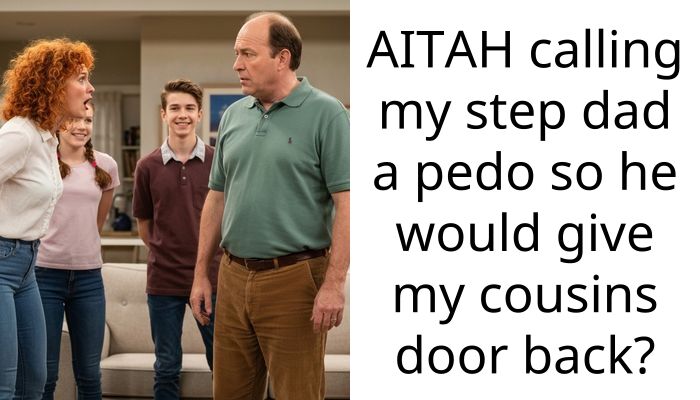 AITAH calling my step dad a pedo so he would give my cousins door back?
