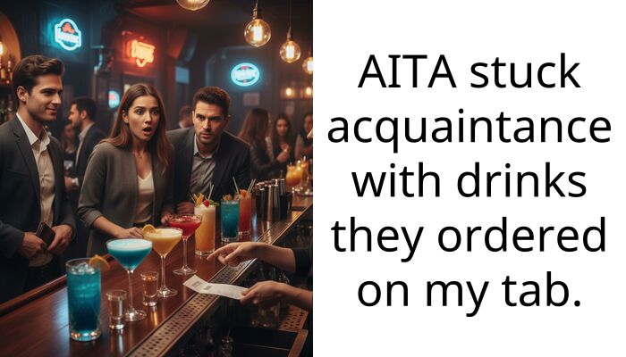 AITA stuck acquaintance with drinks they ordered on my tab.