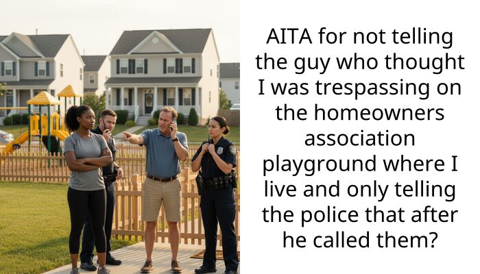 AITA for not telling the guy who thought I was trespa*sing on the homeowners a*sociation playground where I live and only telling the police that after he called them?
