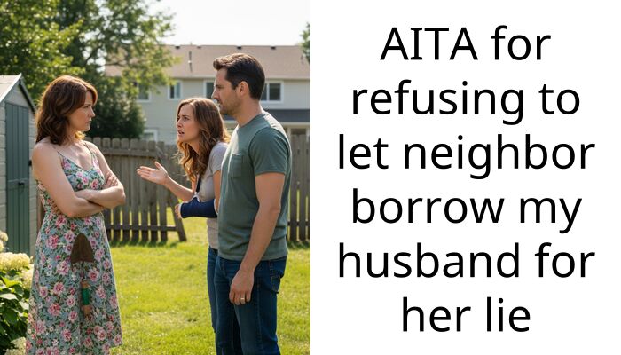 AITA for refusing to let neighbor borrow my husband for her lie