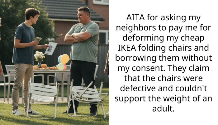 Overweight Neighbors Borrow Redditor’s Chairs Without Permission and Break Them, Refuse to Compensate Claiming ‘They Can’t Support Adult Weight’