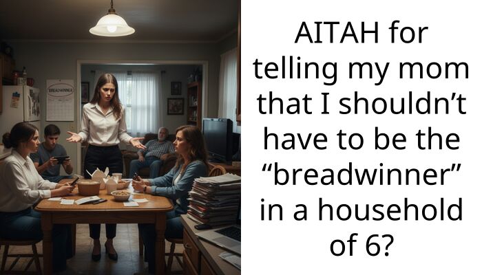 AITAH for telling my mom that I shouldn’t have to be the “breadwinner” in a household of 6?