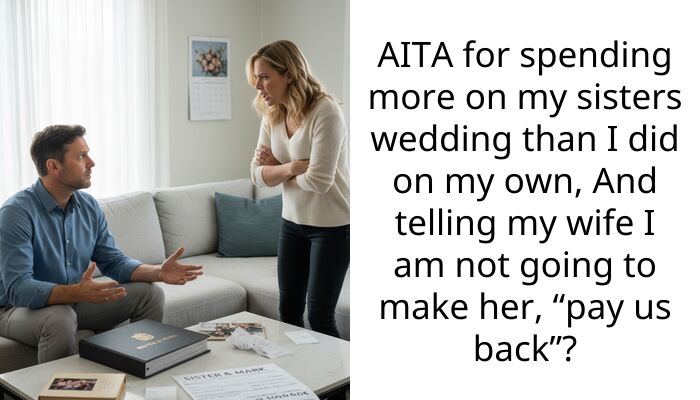 AITA for spending more on my sisters wedding than I did on my own, And telling my wife I am not going to make her, “pay us back”?