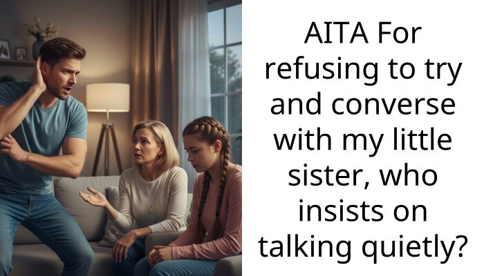 AITA For refusing to try and converse with my little sister, who insists on talking quietly?